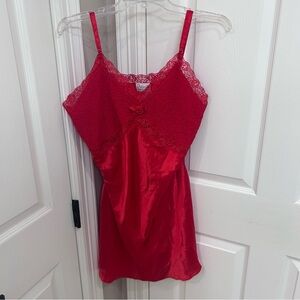 Vintage Intimate Moods Slip Dress Red Lace  Satin Chemise XL EUC Y2K Fairy Boho